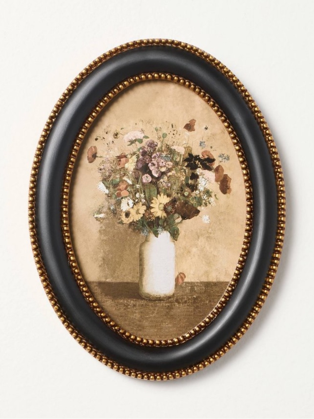 New! Black and Brass Oval Framed Floral Wall Art - Hearth & Hand™ with Magnolia